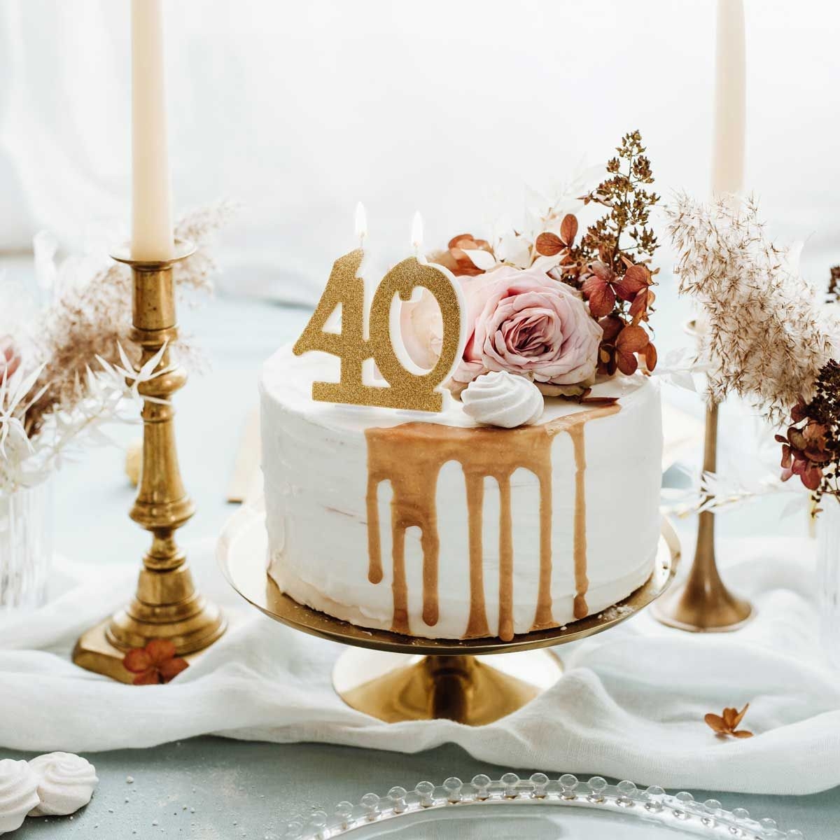 Bougies maxi 40 ans pour gâteau de fête d'anniversaire 40 ans | Décorations  de bougies de vœux pour anniversaire 40 ans | Fête à thème | Hauteur 13 cm